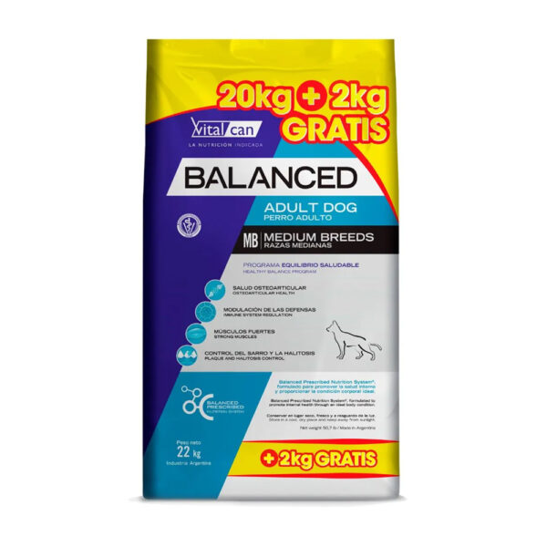 Vital Can Balanced Perro Adulto Raza Mediana x 20kg